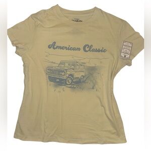 NWT New Beige Small American Classic Short Sleeved Fitted T-Shirt Ford Bronco